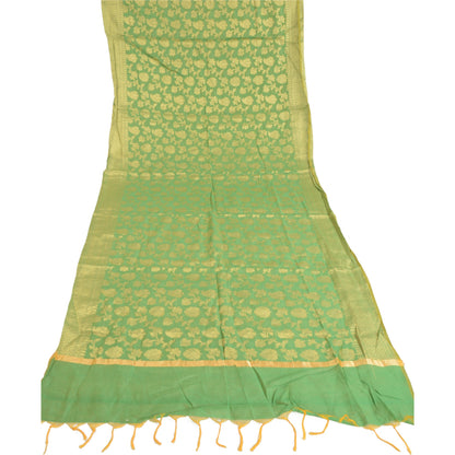 Sanskriti Vintage Dupatta Long Stole Chanderi Grønne vævede tørklæder