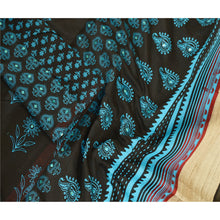 Load image into Gallery viewer, Sanskriti Vintage Dupatta Long Stole Cotton Black Hand Beaded Block Print Veil
