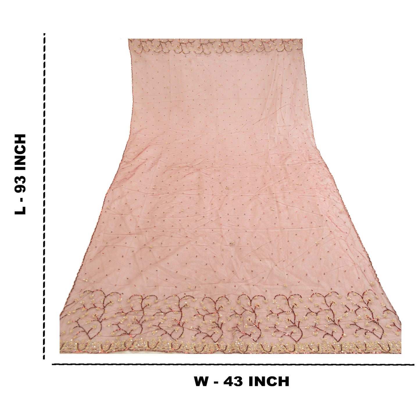 Sanskriti Vintage Dupatta Long Stole Net Mesh Dark Red Veil Hand Beaded Scarves