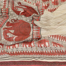 Load image into Gallery viewer, Sanskriti Vintage Dupatta Long Stole Chanderi Ivory Block Printed Animal Scarves
