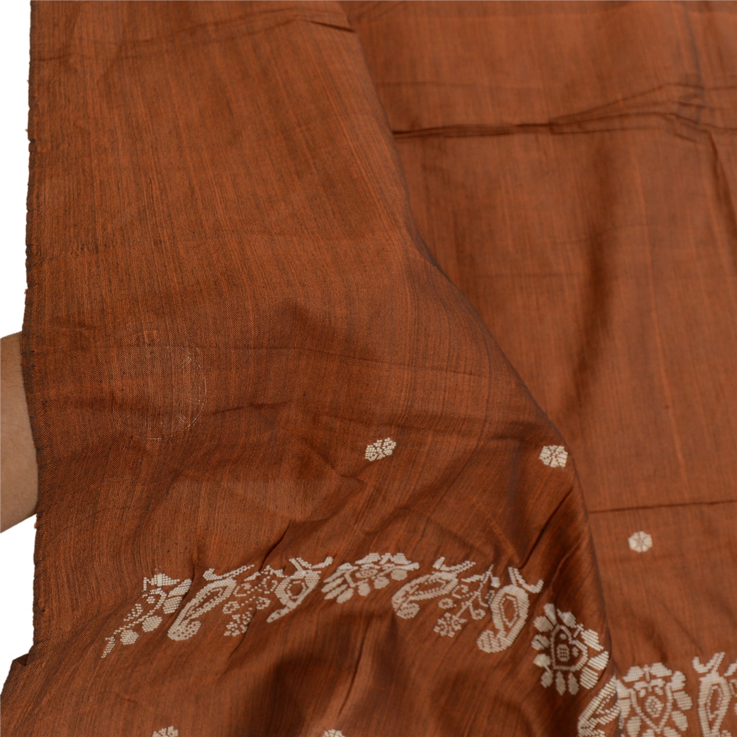 Sanskriti Vintage Dupatta Lang Stola Ren Silke Kobber Håndvævet Wrap Hijab