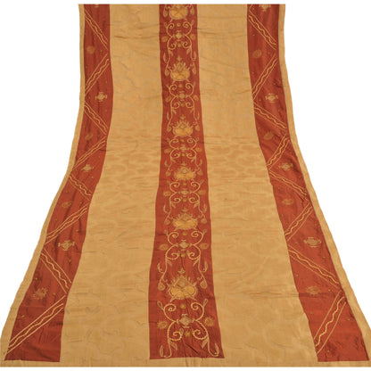 Sanskriti Vintage Dupatta Long Stole Cotton Beige Hand Beaded Woven Scarves