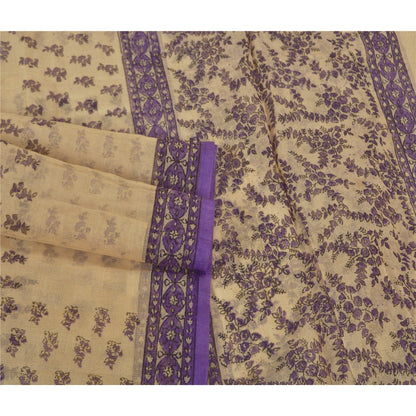 Sanskriti Vintage Dupatta Long Stole Cotton Kota Doria Ivory Printed Scarves