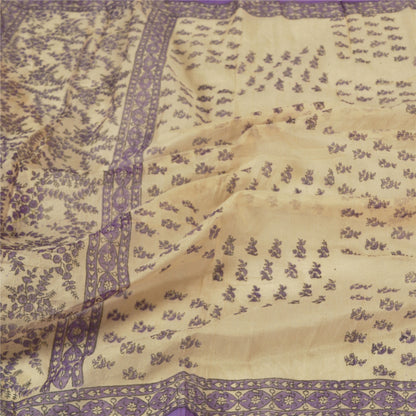 Sanskriti Vintage Dupatta Long Stole Cotton Kota Doria Ivory Printed Scarves