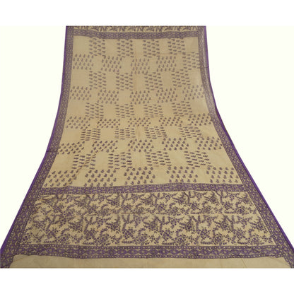 Sanskriti Vintage Dupatta Long Stole Cotton Kota Doria Ivory Printed Scarves