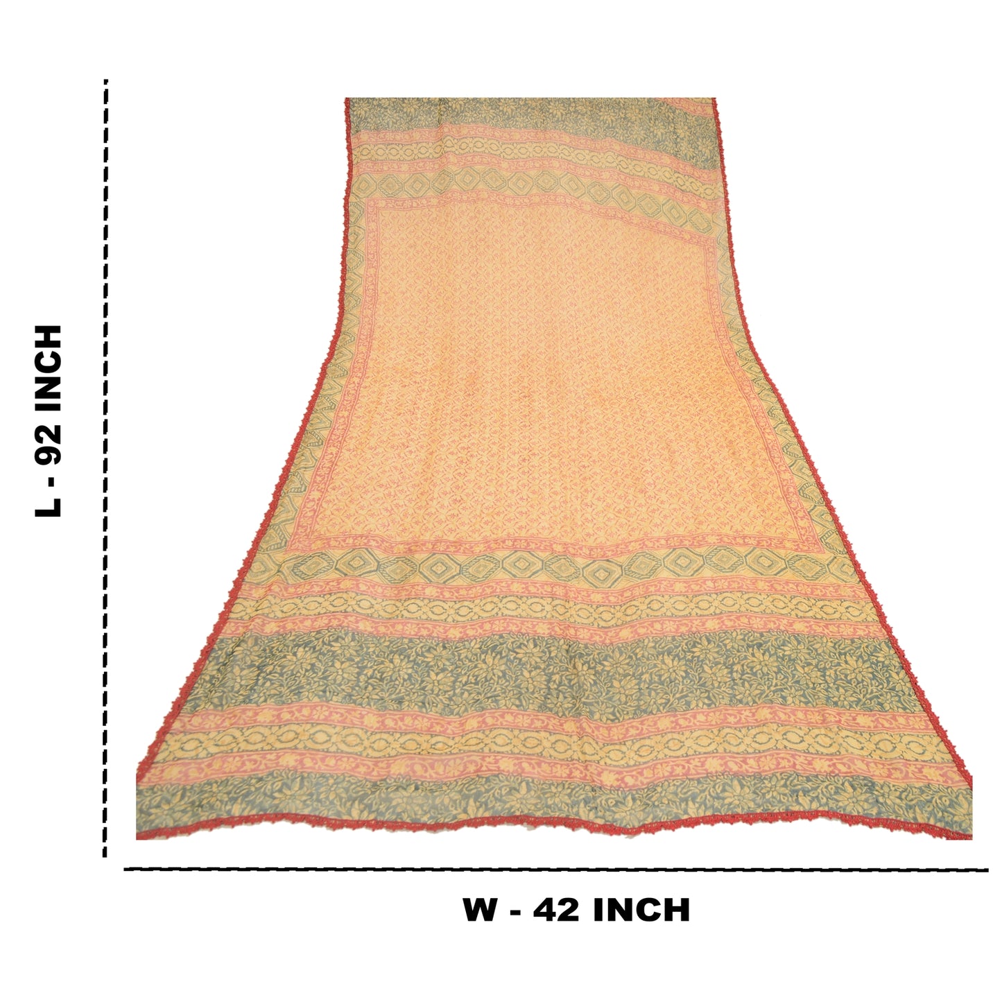 Sanskriti Vintage Dupatta Long Stole Georgette Ivory Hijab Printed Wrap Scarves