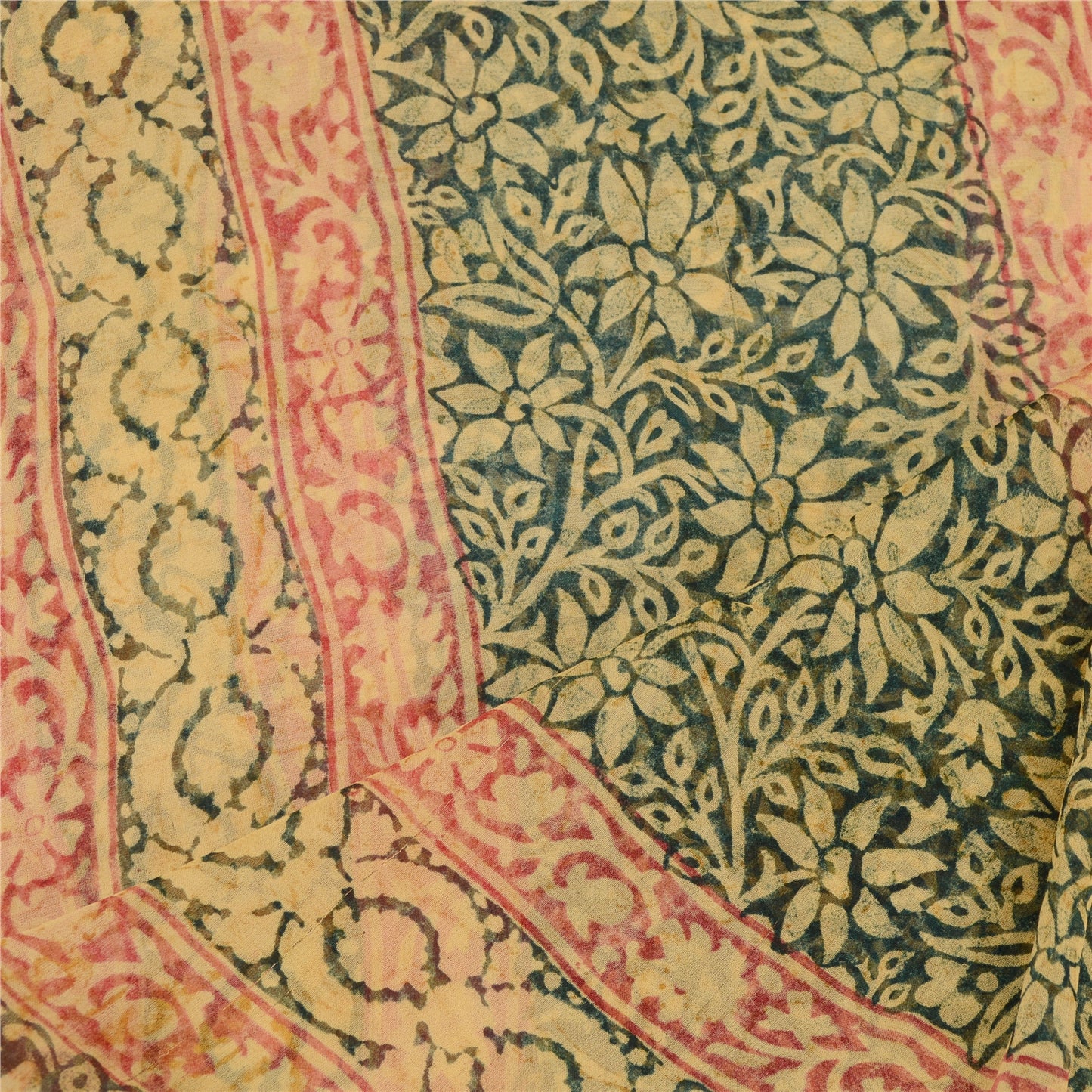 Sanskriti Vintage Dupatta Long Stole Georgette Ivory Hijab Printed Wrap Scarves