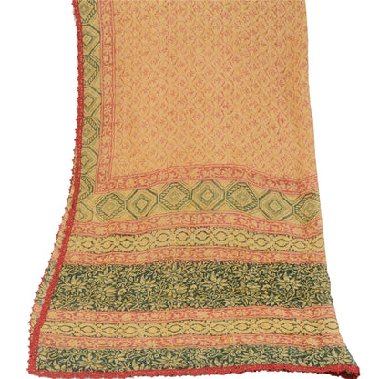 Sanskriti Vintage Dupatta Long Stole Georgette Ivory Hijab Printed Wrap Scarves