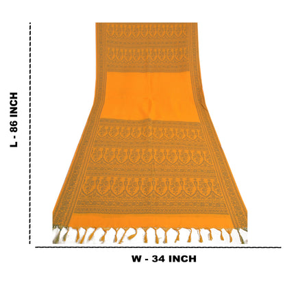 Sanskriti Vintage Dupatta Long Stole Cotton Saffron Hijab Woven Wrap Scarves