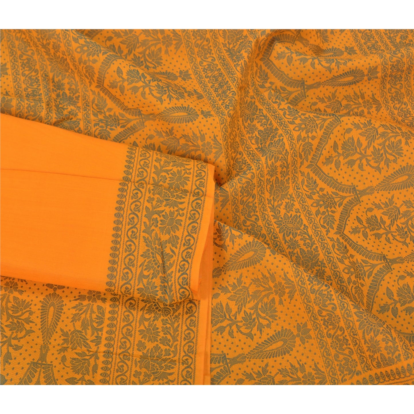 Sanskriti Vintage Dupatta Long Stole Cotton Saffron Hijab Woven Wrap Scarves
