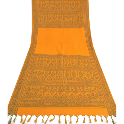 Sanskriti Vintage Dupatta Long Stole Cotton Saffron Hijab Woven Wrap Scarves