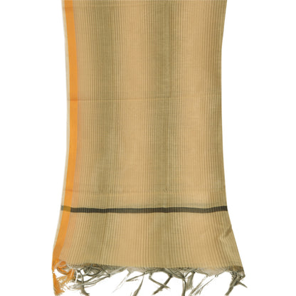 Sanskriti Vintage Dupatta Long Stole Art Silk Ivory Hijab Woven Soft Scarves