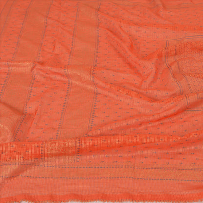 Sanskriti Vintage Dupatta Long Stole Art Silk Dark Orange Printed Kota Doria