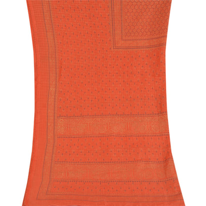 Sanskriti Vintage Dupatta Long Stole Art Silk Dark Orange Printed Kota Doria