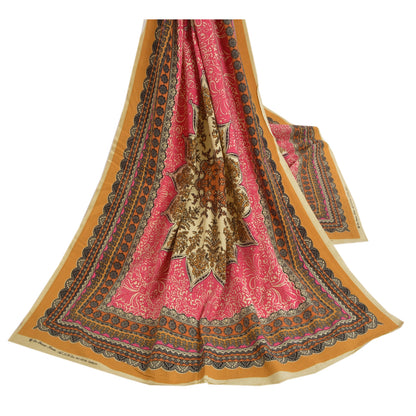 Sanskriti Vintage Dupatta Long Stole Blend Cotton Pink Hijab Printed Scarves