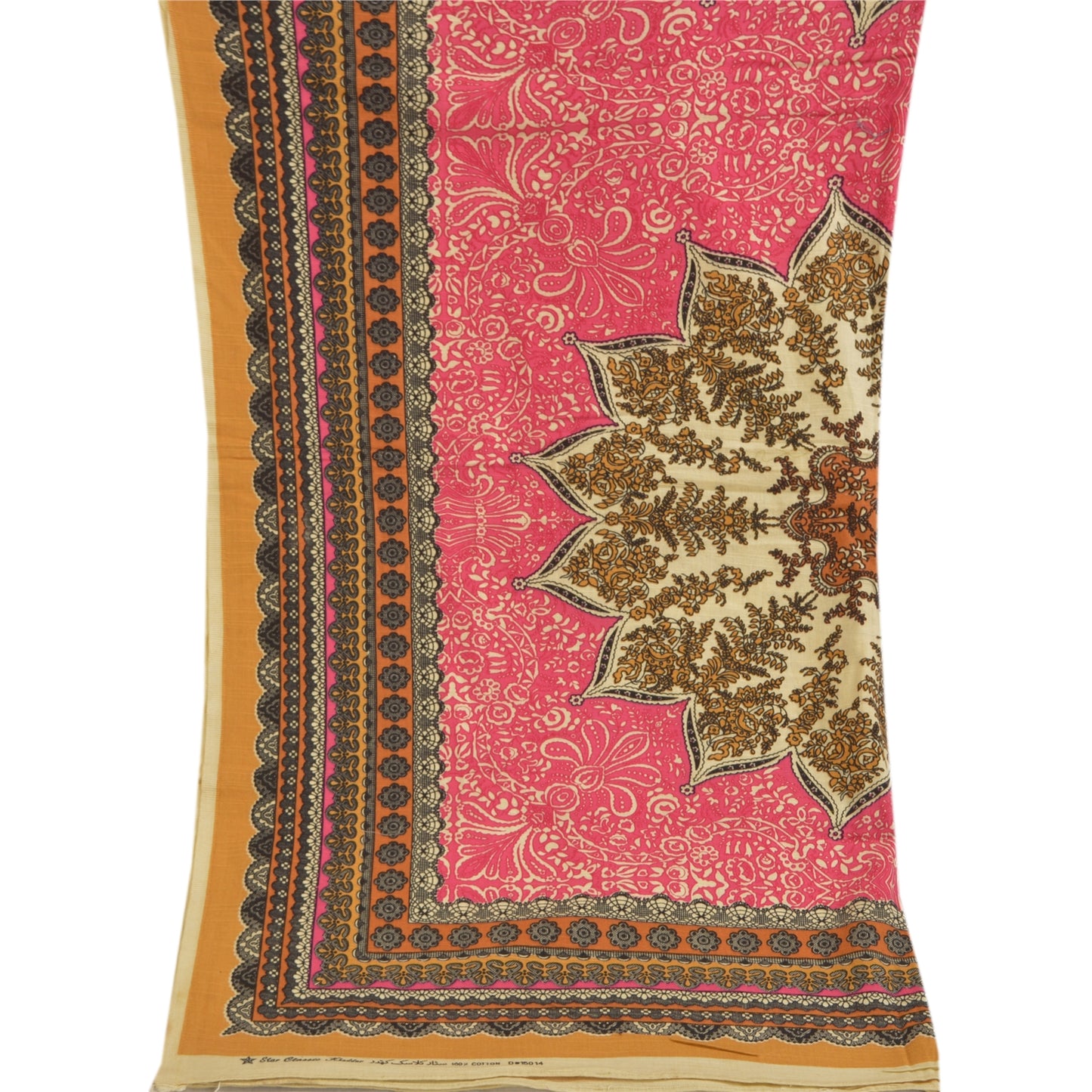 Sanskriti Vintage Dupatta Long Stole Blend Cotton Pink Hijab Printed Scarves