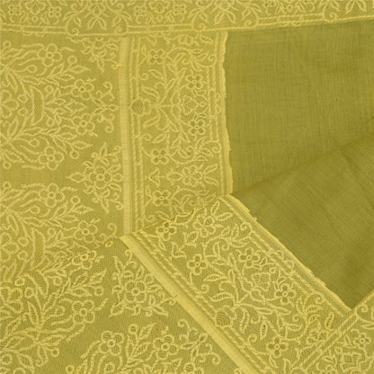 Sanskriti Vintage Dupatta Long Stole Cotton Silk Green Veil Woven Scarves