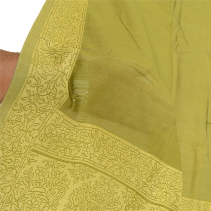 Sanskriti Vintage Dupatta Long Stole Cotton Silk Green Veil Woven Scarves