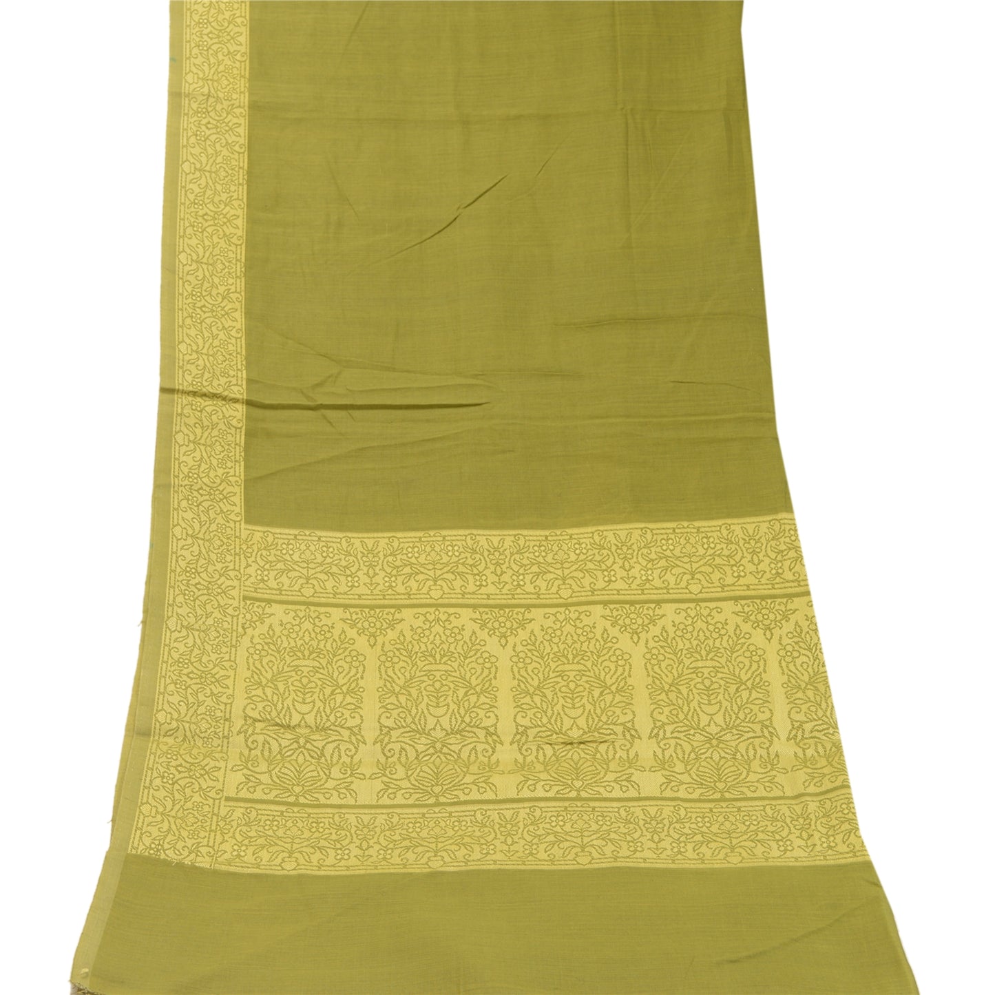 Sanskriti Vintage Dupatta Long Stole Cotton Silk Green Veil Woven Scarves