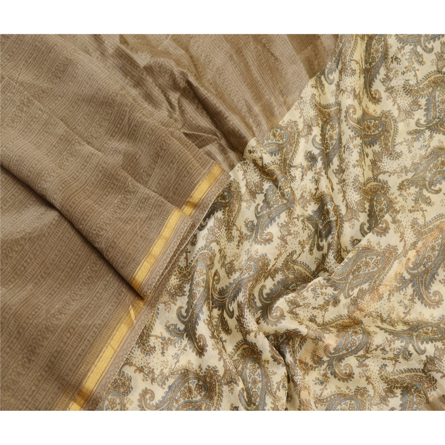 Sanskriti Vintage Dupatta Long Stole Blend Silk Hijab Printed Floral Scarves