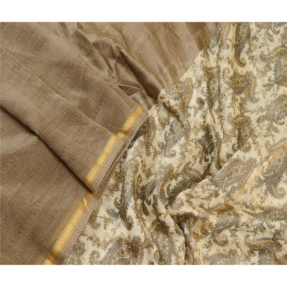 Sanskriti Vintage Dupatta Long Stole Blend Silk Hijab Printed Floral Scarves