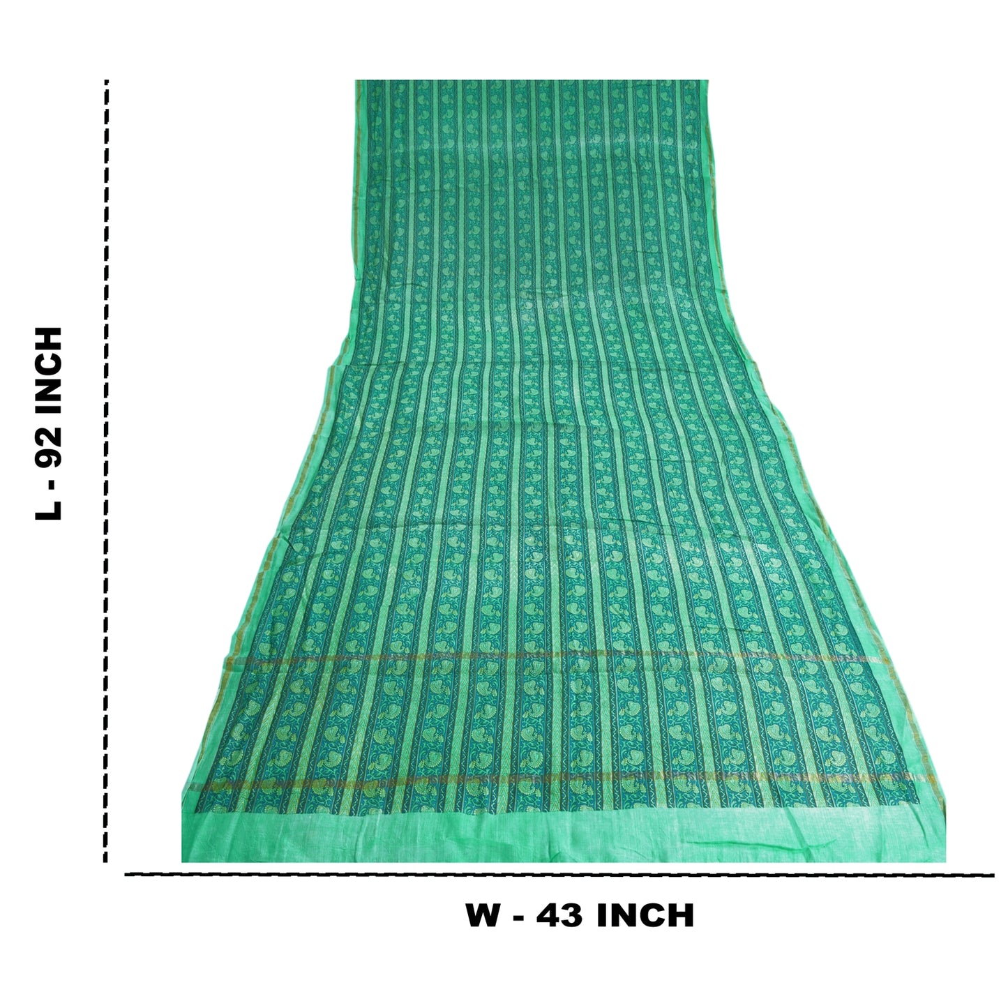 Sanskriti Vintage Dupatta Long Stole Green Blend Silk Printed Scarves