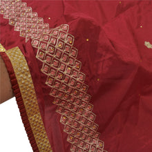 Load image into Gallery viewer, Sanskriti Vintage Dupatta Long Stole Art Silk Dark Red Hand Beaded Scarves

