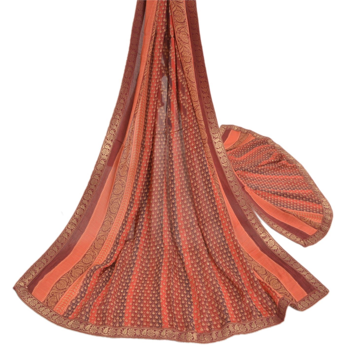 Sanskriti Vintage Dupatta Long Stole Pure Silk Hijab Printed & Woven Scarves