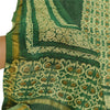 Sanskriti Vintage Dupatta Long Stole Chanderi Silk Green Printed Scarves