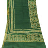 Sanskriti Vintage Dupatta Long Stole Chanderi Silk Green Printed Scarves