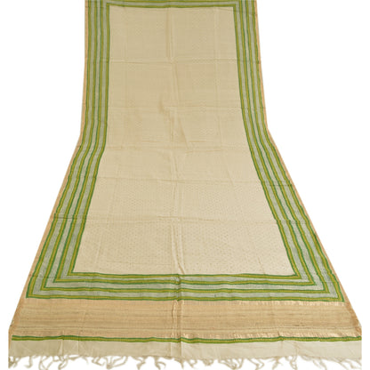 Sanskriti Vintage Dupatta Long Stole Cotton Ivory Painted Woven Scarves