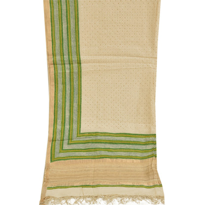 Sanskriti Vintage Dupatta Long Stole Cotton Ivory Painted Woven Scarves