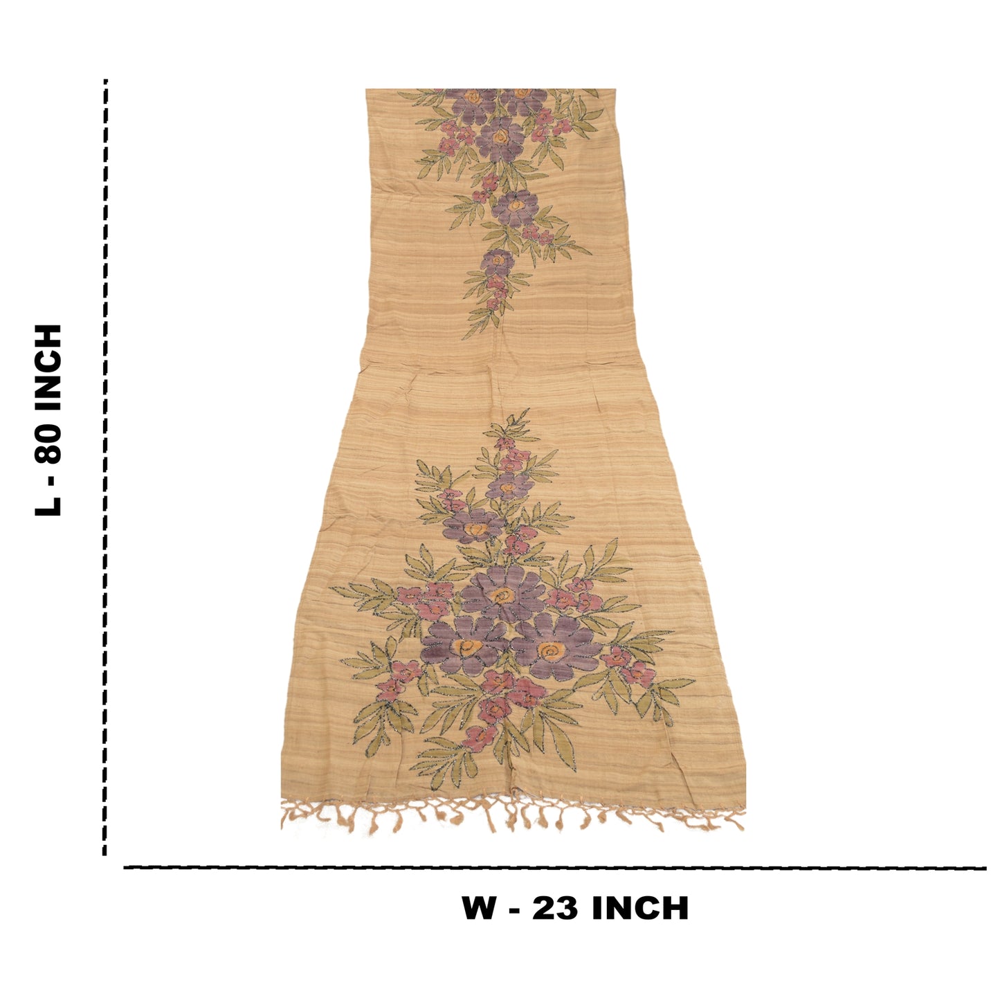 Sanskriti Vintage Dupatta Long Stole Blend Silk Hand Embroidered & Handloom Veil