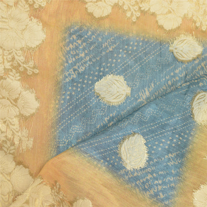 Sanskriti Vintage Dupatta Long Stole Art Silk Blue Woven Printed Wrap Hijab