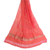 Sanskriti Vintage Dupatta Long Stole Pure Silk Peach Woven Brocade Zari Scarves
