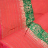 Sanskriti Vintage Dupatta Long Stole Pure Silk Peach Woven Brocade Zari Scarves