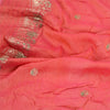 Sanskriti Vintage Dupatta Long Stole Pure Silk Peach Woven Brocade Zari Scarves