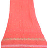 Sanskriti Vintage Dupatta Long Stole Pure Silk Peach Woven Brocade Zari Scarves
