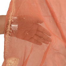 Load image into Gallery viewer, Sanskriti Vintage Dupatta Long Stole Pure Chiffon Silk Orange Hand Beaded Veil
