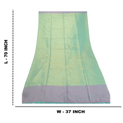 Sanskriti Vintage Dupatta Long Stole Art Silk Green Hijab Woven Wrap Scarves