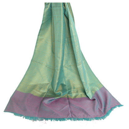 Sanskriti Vintage Dupatta Long Stole Art Silk Green Hijab Woven Wrap Scarves