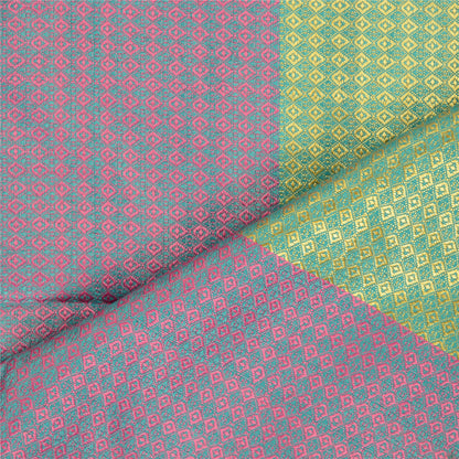 Sanskriti Vintage Dupatta Long Stole Art Silk Green Hijab Woven Wrap Scarves