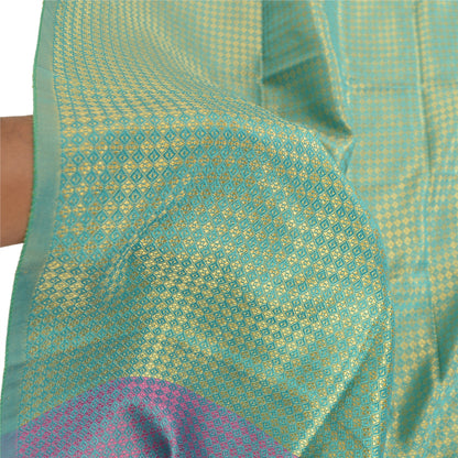 Sanskriti Vintage Dupatta Long Stole Art Silk Green Hijab Woven Wrap Scarves