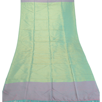 Sanskriti Vintage Dupatta Long Stole Art Silk Green Hijab Woven Wrap Scarves