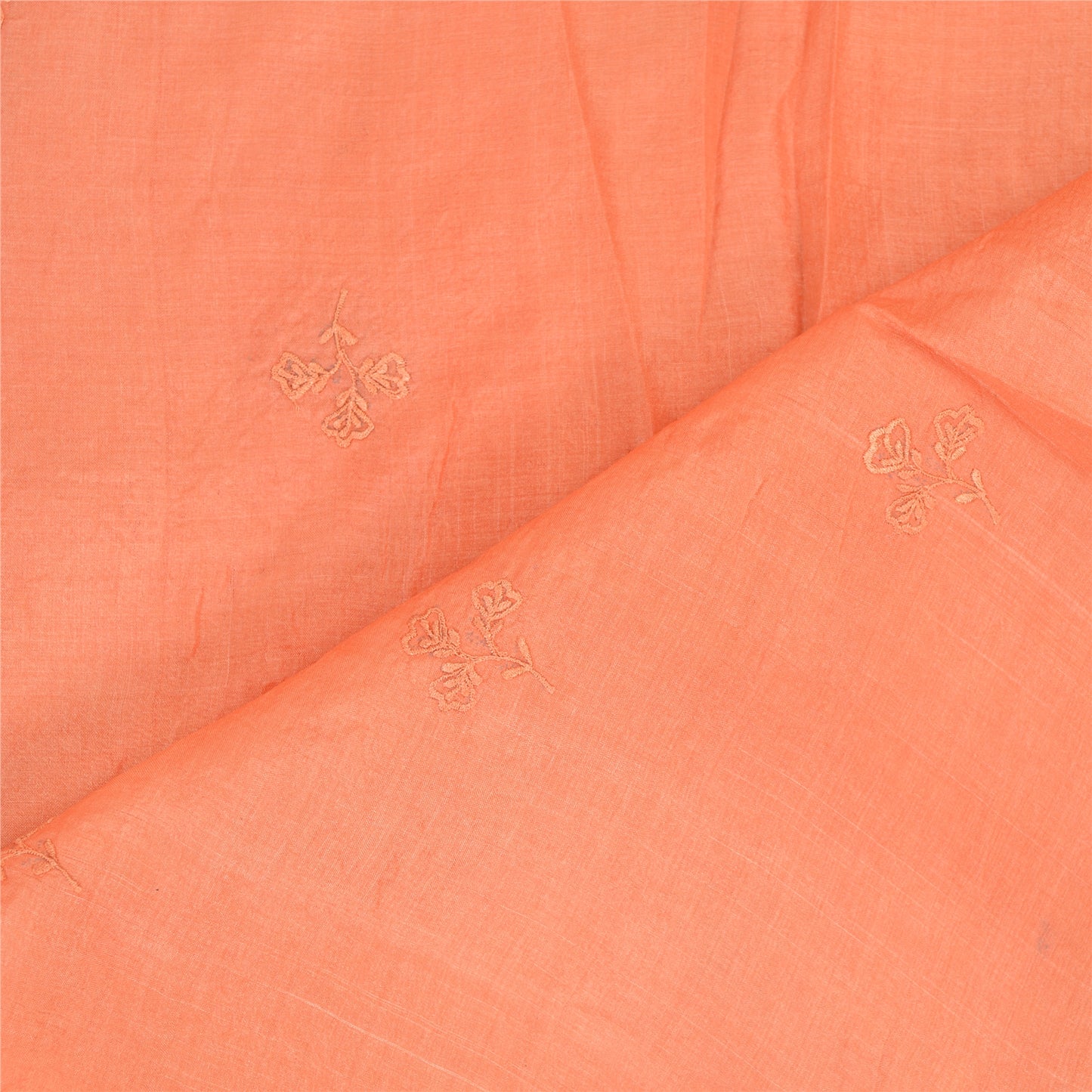 Sanskriti Vintage Dupatta Long Stole Pure Silk Peach Hijab Embroidered Scarves