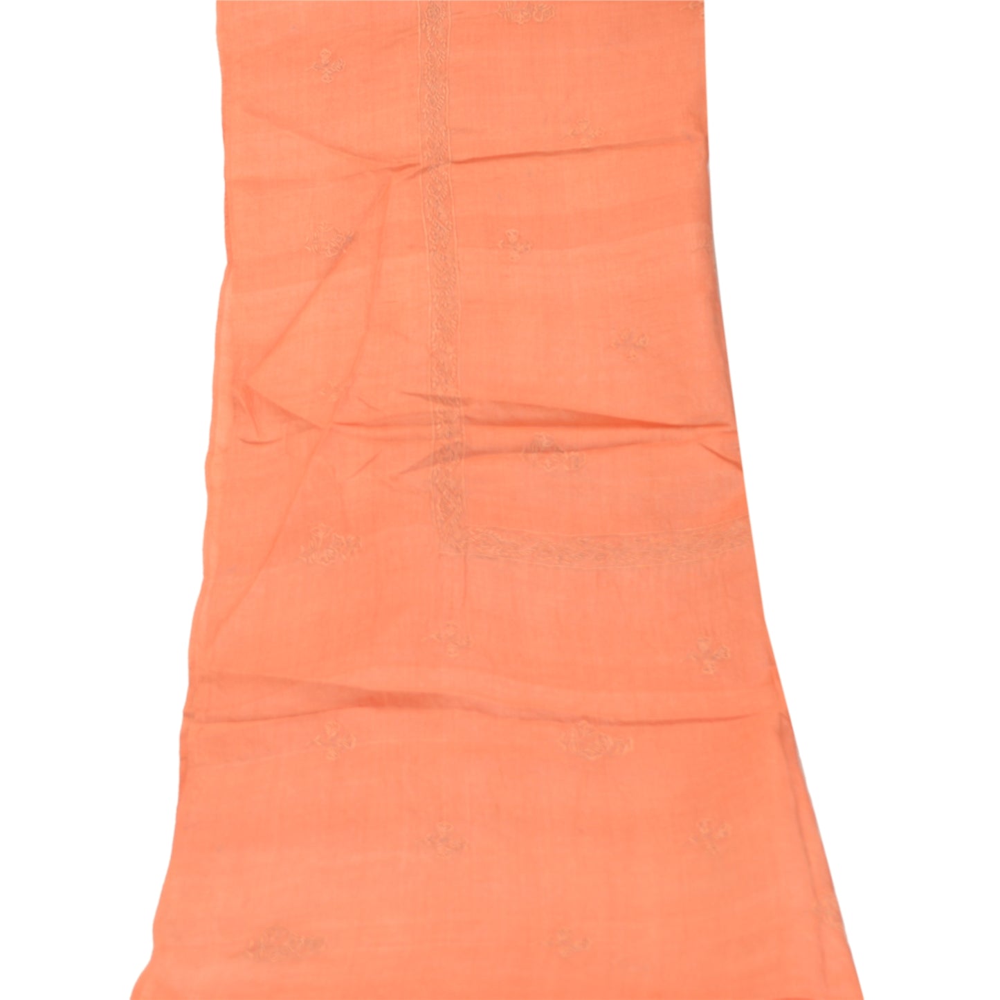 Sanskriti Vintage Dupatta Long Stole Pure Silk Peach Hijab Embroidered Scarves