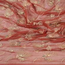 Load image into Gallery viewer, Sanskriti Vintage Dupatta Long Stole Pure Chiffon Silk Dark Red Hand Beaded Veil

