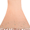 Sanskriti Vintage Dupatta Long Stole Net Mesh Peach Veil Hand Beaded Scarves