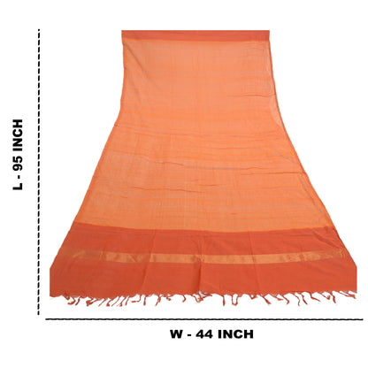 Sanskriti Vintage Dupatta Long Stole Pure Cotton Hijab Orange Woven Scarves