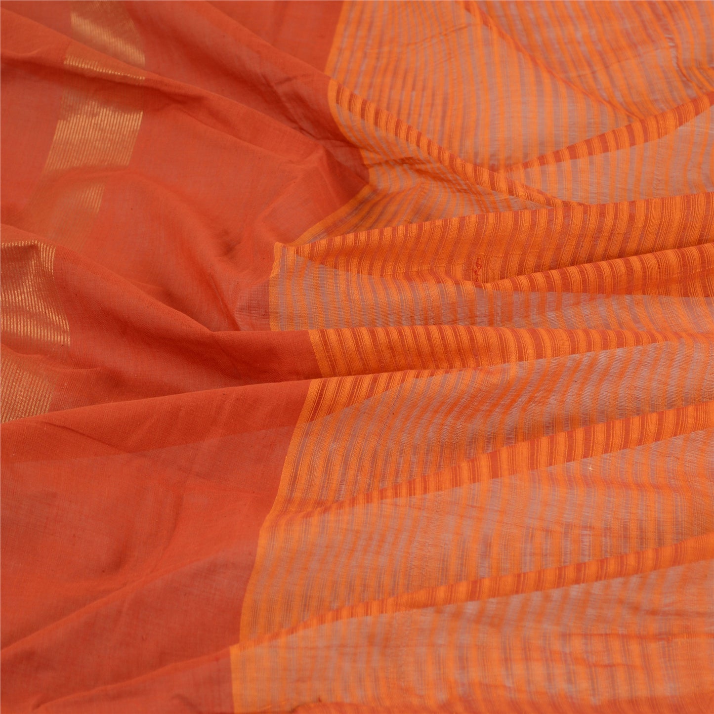 Sanskriti Vintage Dupatta Long Stole Pure Cotton Hijab Orange Woven Scarves
